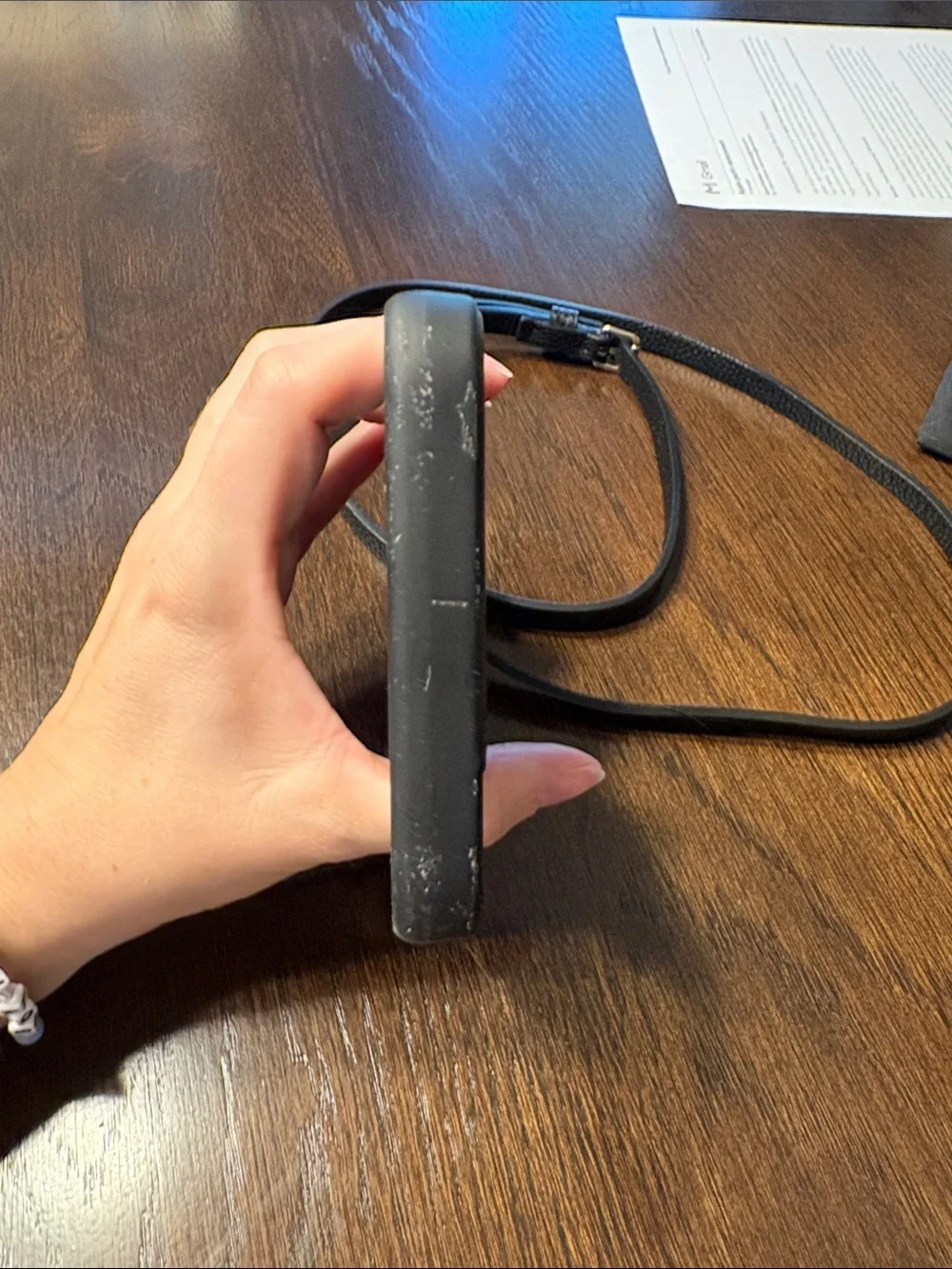 Bandolier Black Pebbled Leather Crossbody Case with Gold Accents iPhone XS Max